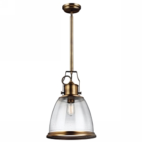 Pendul Hobson 1 bec Large Pendant Aged Brass mic , Feiss